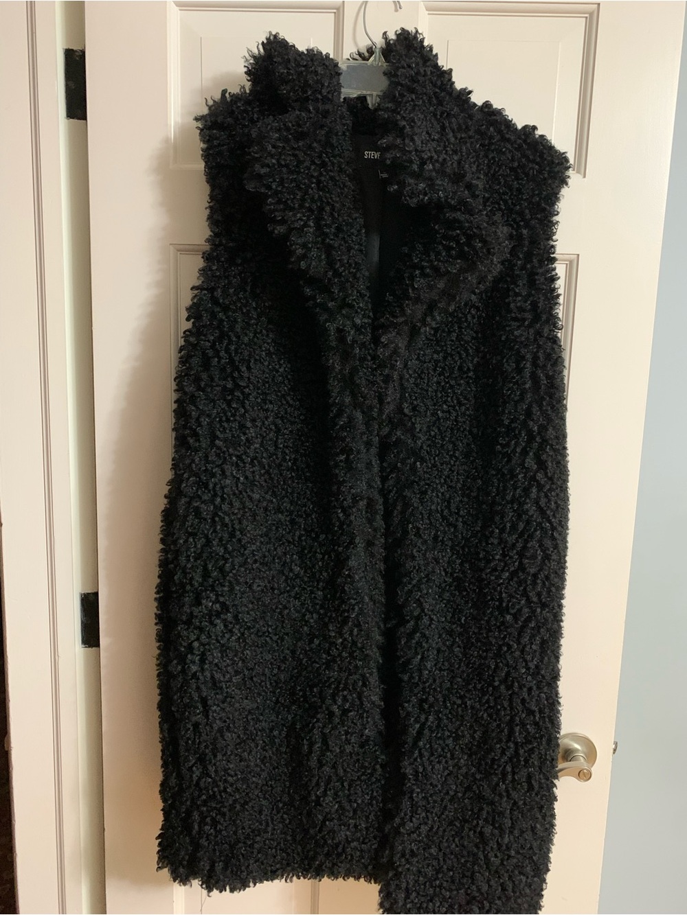 Steve Madden Black Faux Shearling Teddy Vest Size Small